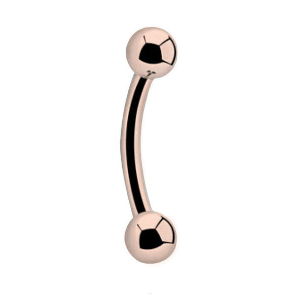 Rose Gold Coloured Titanium Curved Barbell JEWELLERY ONLY