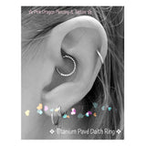 Titanium Front Pavé Gems Daith Ring JEWELLERY ONLY