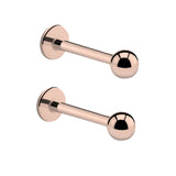 EAR LOBE PIERCINGS with Rose Gold Titanium Flat Backed Labret Studs