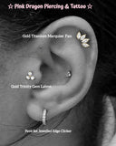 PIERCING WITH Gold Titanium Marquise Fan