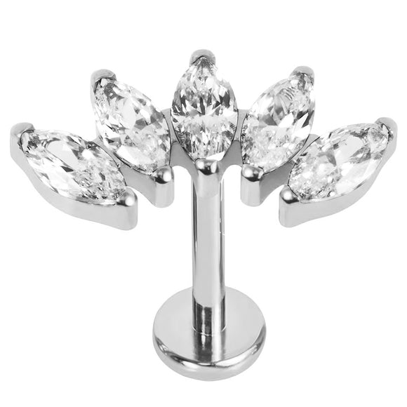 PIERCING WITH Titanium 5 Gem Marquise Fan