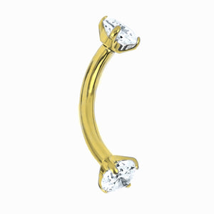 Claw Set Crystal Gold Titanium Curved bar JEWELLERY ONLY