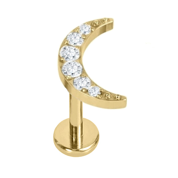 PIERCING WITH Titanium Gem Crescent Moon