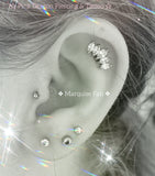 PIERCING WITH Zircon Gold Titanium 5 Jewel Marquise Fan Labret