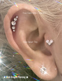 PIERCING WITH Zircon Gold Titanium Trio Heart Multi Gem Labret