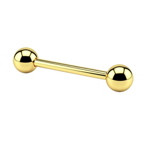 PIERCING WITH Gold Coloured Straight Titanium Nipple Bar