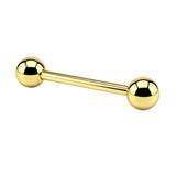 Gold Coloured Straight Titanium Barbell JEWELLERY ONLY