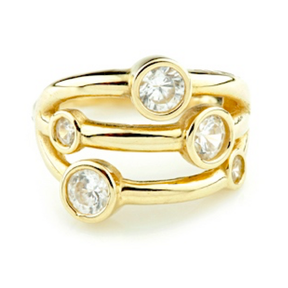 14 ct Gold CZ Banded Hinged Ring JEWELLERY ONLY
