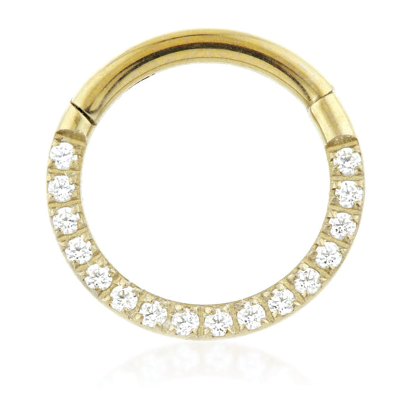 PIERCING WITH Zircon Gold Titanium Front Pavé Gems Daith Ring